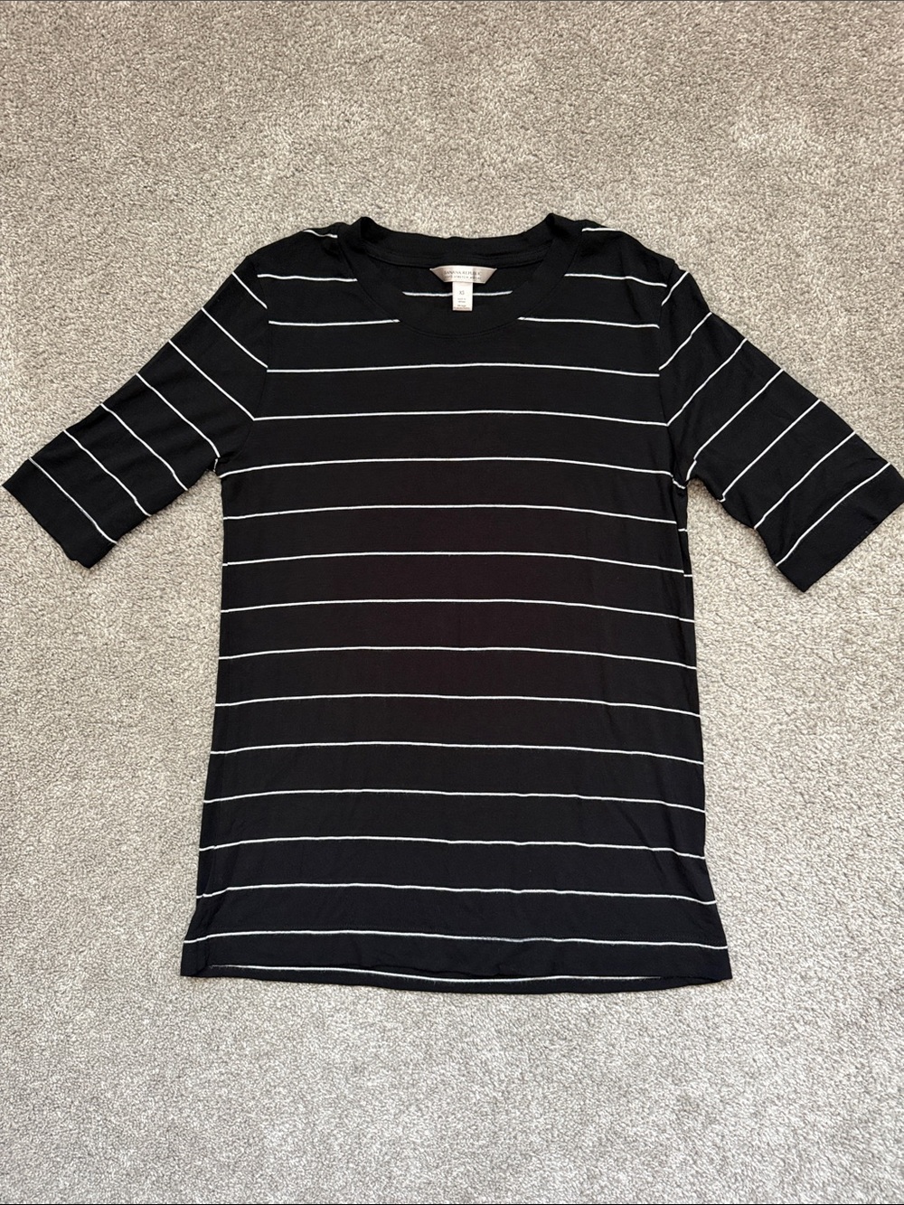 Banana Republic Modal Blend Black Crewneck with White Stripes XS